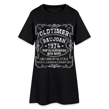 Oldtimer Baujoah 1974 - Baujahr 1974, Geburtstag - Frauen T-Shirt-Kleid - Schwarz - Vorne