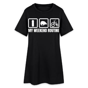 Routine du week-end de vélo de montagne - Robe T-shirt Femme - noir - Devant