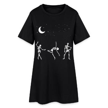 Dancing Squelettes Étoiles Lune Nuit - Robe T-shirt Femme - noir - Devant