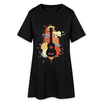 Ukulélé Musique Rétro - Robe T-shirt Femme - noir - Devant