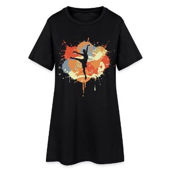 Dessin de danseuse de ballet - Robe T-shirt Femme - noir - Devant