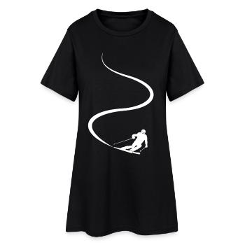 Skispur, Apres Ski, Wintersport, Skiurlaub - Frauen T-Shirt-Kleid - Schwarz - Vorne