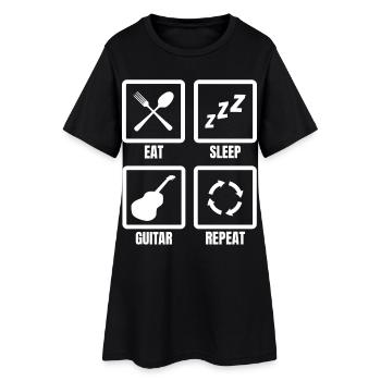 Manger Dormir Guitare Répéter - Robe T-shirt Femme - noir - Devant