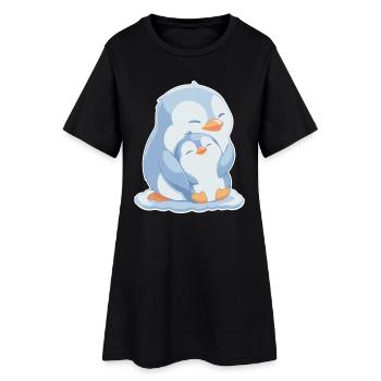 Pingouin maman et bébé fête des mères - Robe T-shirt Femme - noir - Devant