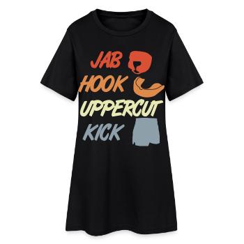 Jab Hook Uppercut Kick - Frauen T-Shirt-Kleid - Schwarz - Vorne