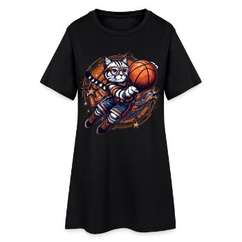 Basket-ball chat Dunking lunettes cadeau - Robe T-shirt Femme - noir - Devant