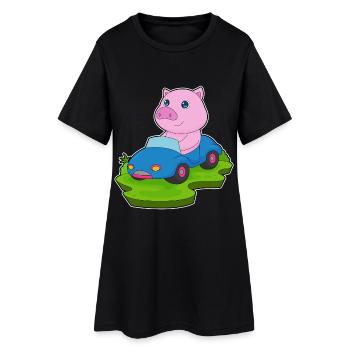 Voiture à cochon - Robe T-shirt Femme - noir - Devant