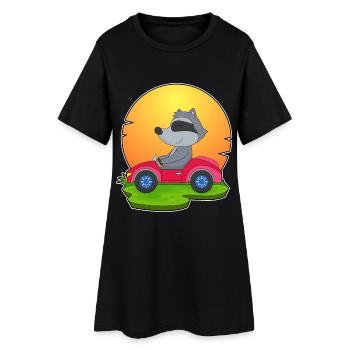 Voiture de raton laveur - Robe T-shirt Femme - noir - Devant