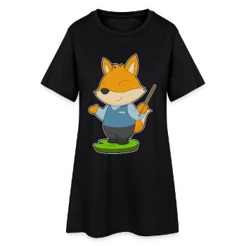 Fox Teacher Pointing Stick School - Women’s T-Shirt Dress - black - Front