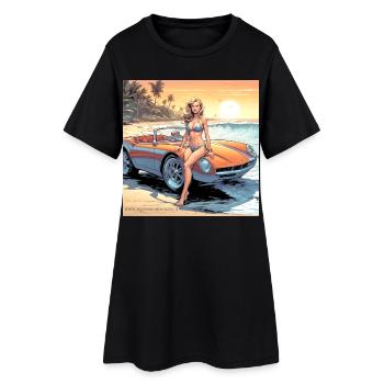 Mädchen mit Auto und Traumnatur 3 - Frauen T-Shirt-Kleid - Schwarz - Vorne