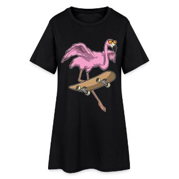 Flamingo Skater Skateboard Sport - Robe T-shirt Femme - noir - Devant