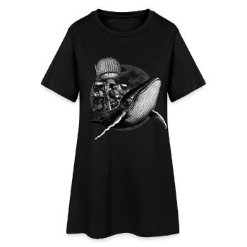 True Moon Love – La grenouille vole avec une baleine - Robe T-shirt Femme - noir - Devant