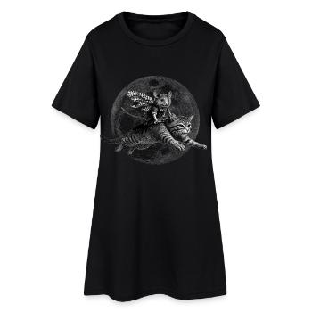 True Moon Love – Mouse Flies with a Cat - Women’s T-Shirt Dress - black - Front