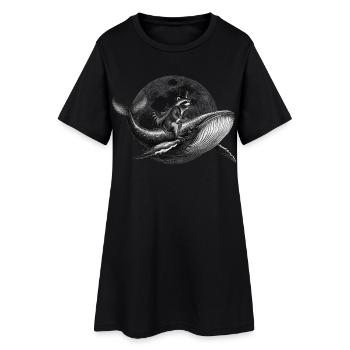 True Moon Love - Un raton laveur vole sur une baleine - Robe T-shirt Femme - noir - Devant
