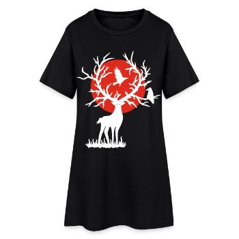 Le cerf blanc et le soleil rouge - Robe T-shirt Femme - noir - Devant