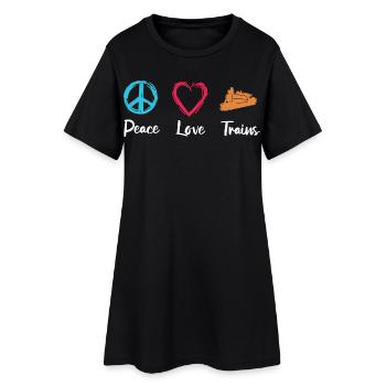 Trains Paix Amour - Robe T-shirt Femme - noir - Devant