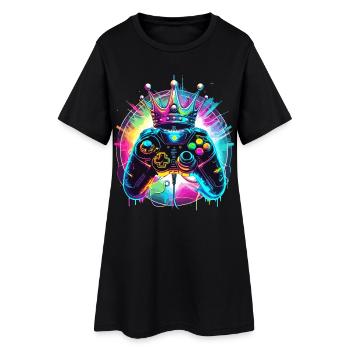 Manette de jeu avec couronne - Robe T-shirt Femme - noir - Devant