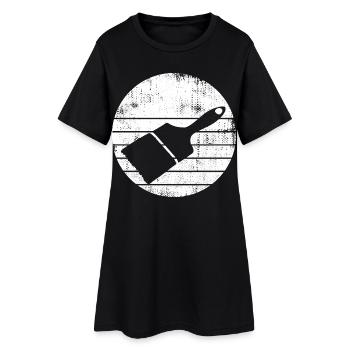 Dessin au pinceau de peintre - Robe T-shirt Femme - noir - Devant