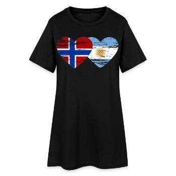 Norvège Argentine Drapeau utilisé - Robe T-shirt Femme - noir - Devant