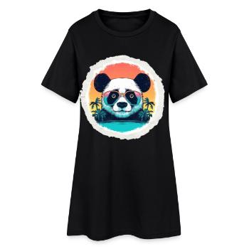 Bébé panda en vacances - Robe T-shirt Femme - noir - Devant