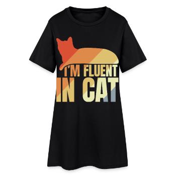 Je parle couramment le chat - Robe T-shirt Femme - noir - Devant