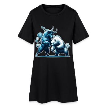 Finance Taureau Bear Fight Wall Street cadeau - Robe T-shirt Femme - noir - Devant