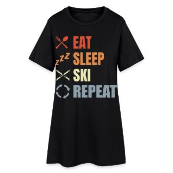 Manger Dormir Ski Répéter - Robe T-shirt Femme - noir - Devant