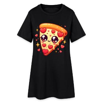 Kawaii Pizza Love Savory Indulgence Valentine's Day - Women’s T-Shirt Dress - black - Front