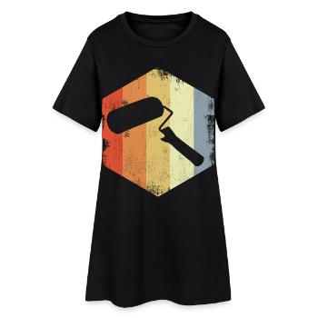 Rouleau à peinture vintage - Robe T-shirt Femme - noir - Devant