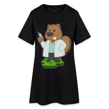 Biber Arzt Pflegealltag - Frauen T-Shirt-Kleid - Schwarz - Vorne