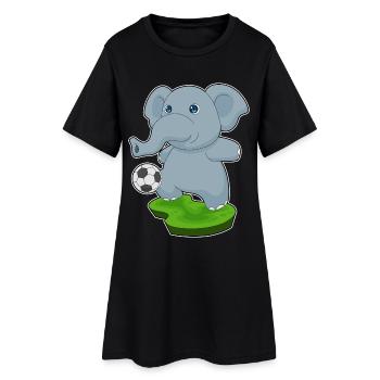 Elefant Fußballspieler Fußball Sport - Frauen T-Shirt-Kleid - Schwarz - Vorne