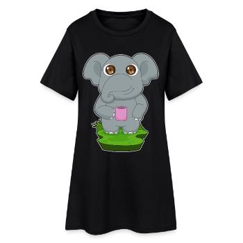 Elefant Kaffee Becher - Frauen T-Shirt-Kleid - Schwarz - Vorne