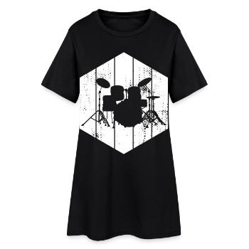 Dessin de la batterie - Robe T-shirt Femme - noir - Devant
