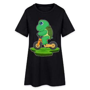 Schildkröte Fahrrad - Frauen T-Shirt-Kleid - Schwarz - Vorne