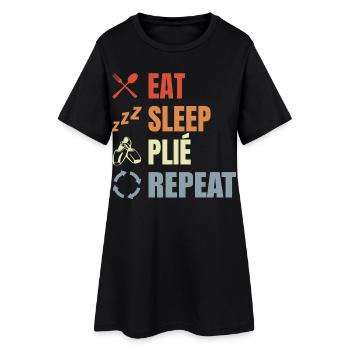 Eat Sleep Ballet Repeat - Frauen T-Shirt-Kleid - Schwarz - Vorne