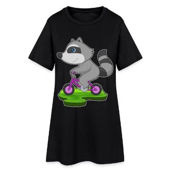 Waschbär Fahrrad - Frauen T-Shirt-Kleid - Schwarz - Vorne