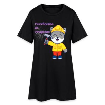 Chat travailleur en combinaison de construction - Robe T-shirt Femme - noir - Devant