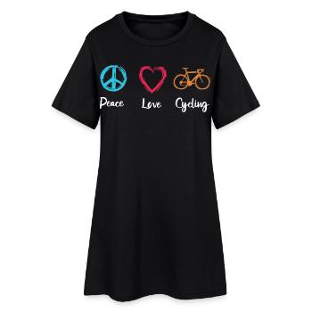 Paix Amour Cyclisme - Robe T-shirt Femme - noir - Devant