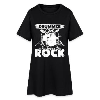 Batteur qui aime la musique rock - Robe T-shirt Femme - noir - Devant