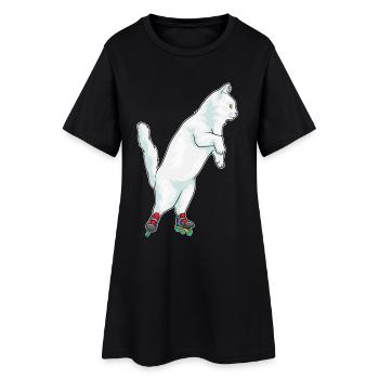 Cat Inline skating Inline skates - Women’s T-Shirt Dress - black - Front