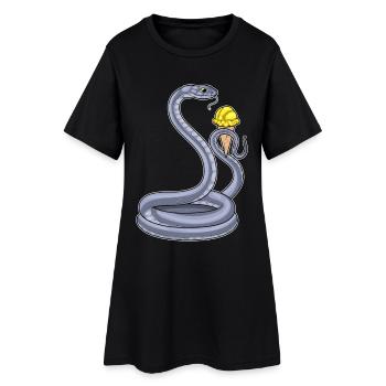 Crème glacée gaufrée serpent - Robe T-shirt Femme - noir - Devant