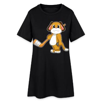 Chien Hockey sur glace Bâton de hockey sur glace - Robe T-shirt Femme - noir - Devant