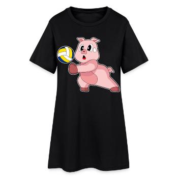 Pig Volleyball Player Volleyball Sports - Women’s T-Shirt Dress - black - Front
