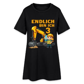 Bagger 3 Geburtstag Baggern Baggerfahrer 3 Jahre - Frauen T-Shirt-Kleid - Schwarz - Vorne