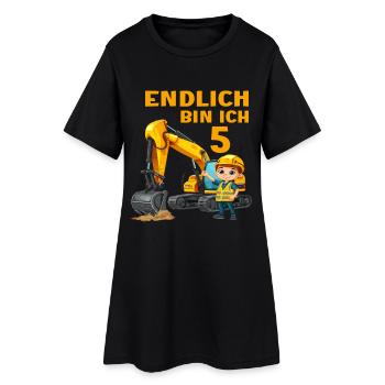 5 Geburtstag Bagger Baggern Baggerfahrer 5 Jahre - Frauen T-Shirt-Kleid - Schwarz - Vorne