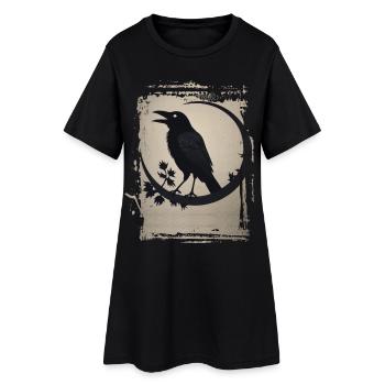 Rabe auf Ast sitzend - Frauen T-Shirt-Kleid - Schwarz - Vorne
