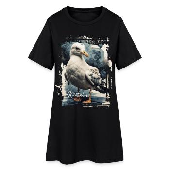 Möwe Küstenkind - Frauen T-Shirt-Kleid - Schwarz - Vorne