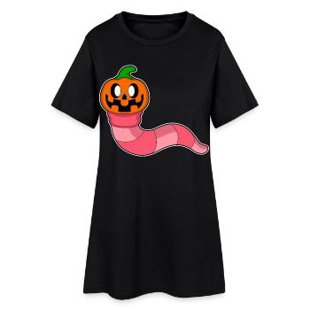 Wurm Halloween Kürbis - Frauen T-Shirt-Kleid - Schwarz - Vorne