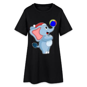 Polo nautique de Noël éléphant - Robe T-shirt Femme - noir - Devant
