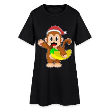 Singe Noël Banane - Robe T-shirt Femme - noir - Devant